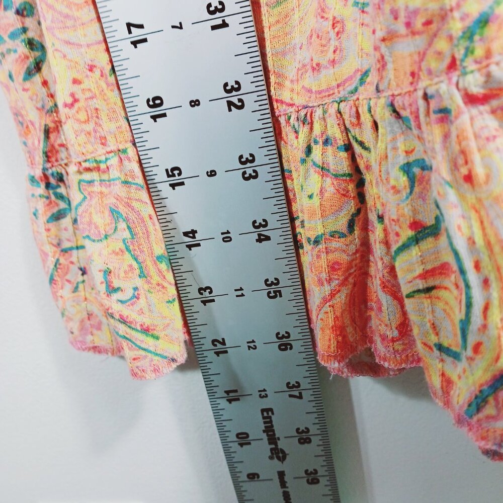 Lee, Mixed Media Midi Skirt Denim/Cotton Print, Size 9 M, Tiered Bottom, Western - Picture 15 of 16
